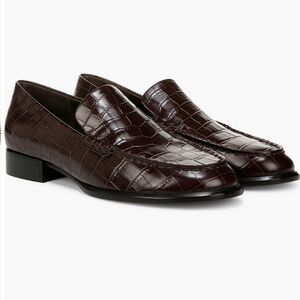 Vince Dark Brown Crocodile Pattern Loafers